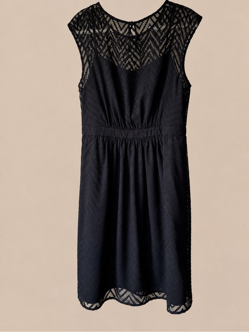 J.Crew NWT Black Sleeveless Chiffon Zigzag Swiss Dot Dress Size 10